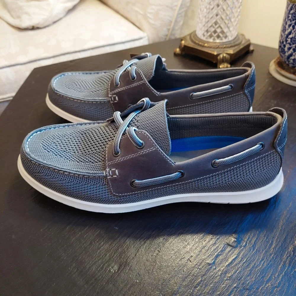 Clarks Men's Flexway Tie Oxford Boat Shoes Grey US Size 7.5 M NEW!